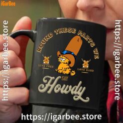 round these parts we love garfield cowboy black coffee mug 11oz