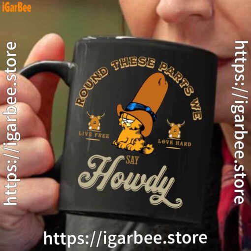 round these parts we love garfield cowboy black coffee mug 11oz