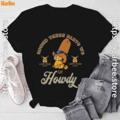 round these parts we love garfield cowboy black tee shirt