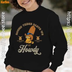 round these parts we love garfield cowboy boy with black sweatshirt