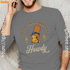 round these parts we love garfield cowboy gray long sleeve for men