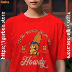 round these parts we love garfield cowboy kids girl red t shirt female