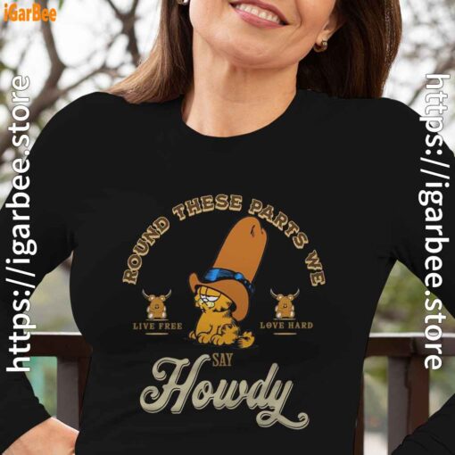 round these parts we love garfield cowboy long sleeve black for women
