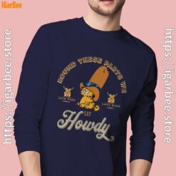 round these parts we love garfield cowboy men navy long sleeve