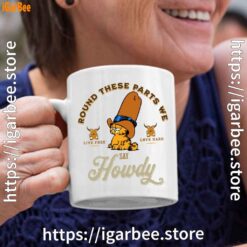 round these parts we love garfield cowboy white coffee mug 11oz