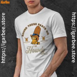 round these parts we love garfield cowboy white men shirt