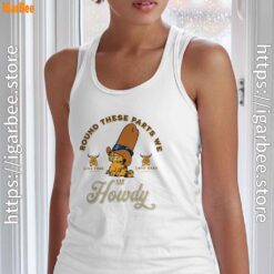 round these parts we love garfield cowboy white women's tank top