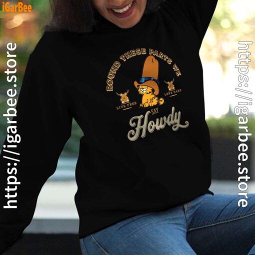 round these parts we love garfield cowboy women black hoodie