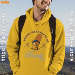 round these parts we love garfield cowboy yellow men hoodie