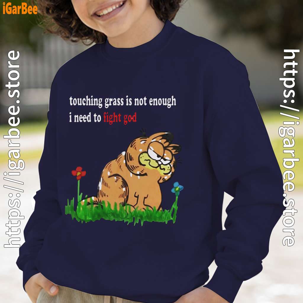 touching grass is not enough garfield navy sweatshirt for kid boy touching grass is not enough garfield navy sweatshirt for kid boy
