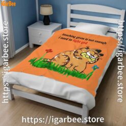 touching grass is not enough garfield orange blanket