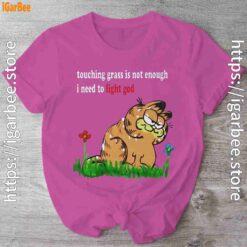 touching grass is not enough garfield pink shirt
