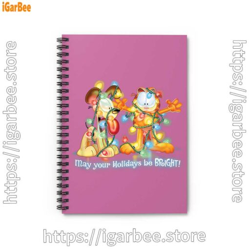 1 christmas garfield bright holidays pink notebook