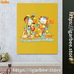 1 christmas garfield bright holidays yellow canvas