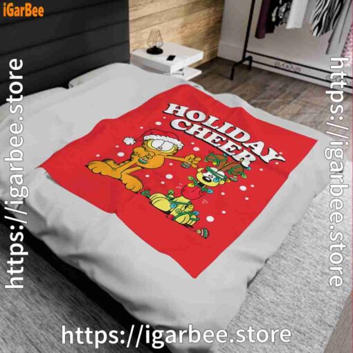 1 christmas garfield holiday cheer odie red blanket