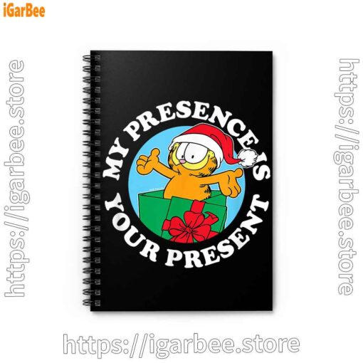 1 garfield christmas my presence is your present black notebook