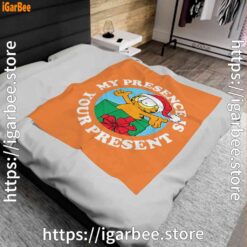 1 garfield christmas my presence is your present orange blanket
