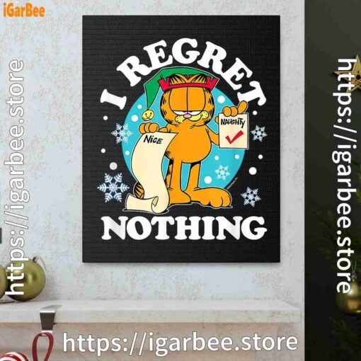1 garfield christmas naughty list regret nothing black canvas