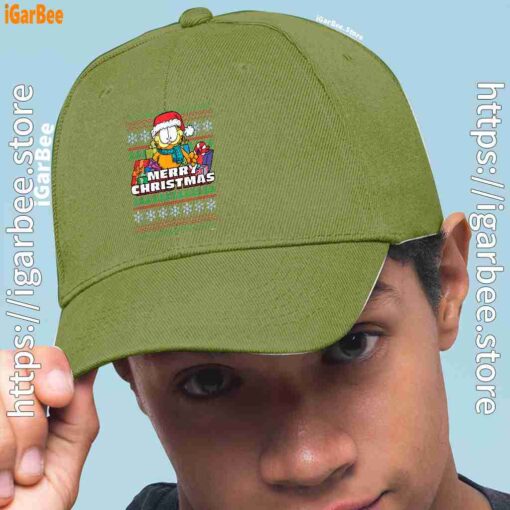 1 garfield christmas santa green hat