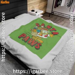 1 garfield christmas santa paws green blanket