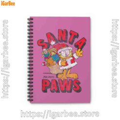 1 garfield christmas santa paws pink notebook