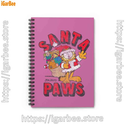 1 garfield christmas santa paws pink notebook