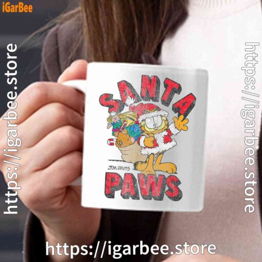 1 garfield christmas santa paws white mug 15oz