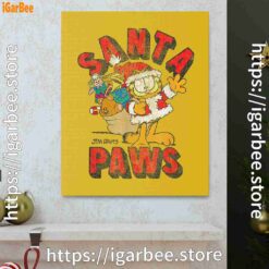 1 garfield christmas santa paws yellow canvas