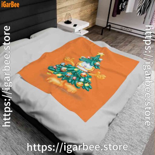 1 garfield christmas tree orange blanket