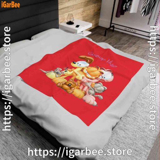 1 garfield group hug red blanket