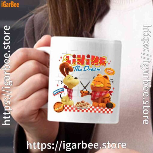 1 garfield movie living dream odie pasta white mug 15oz