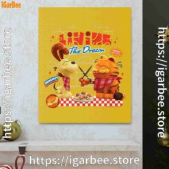 1 garfield movie living dream odie pasta yellow canvas