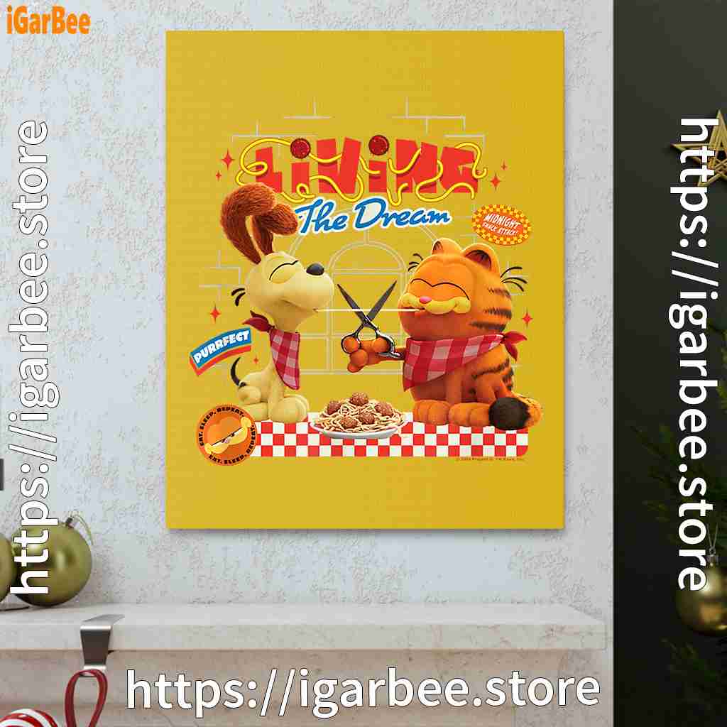 garfield movie living dream odie pasta yellow canvas garfield movie living dream odie pasta yellow canvas