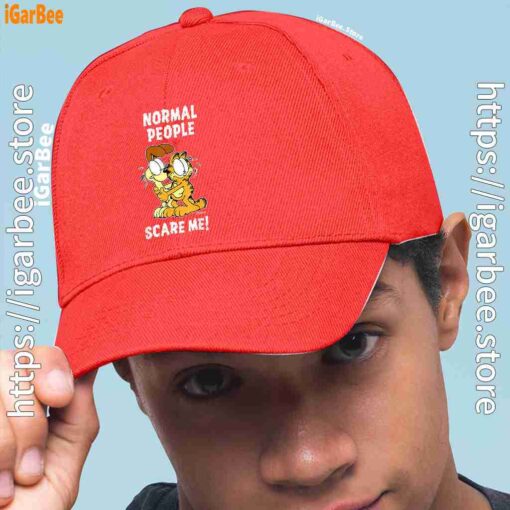 1 garfield normal people scare me red hat