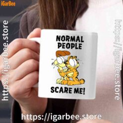 1 garfield normal people scare me white mug 15oz