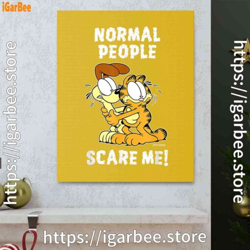 1 garfield normal people scare me yellow canvas
