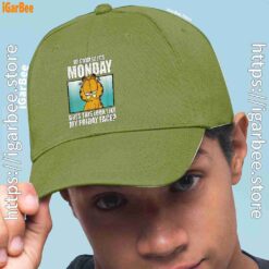 1 garfield of course its monday friday face green hat