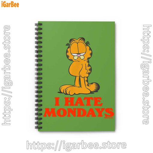 1 hate mondays garfield are just nature’s way of ruining my life green notebook