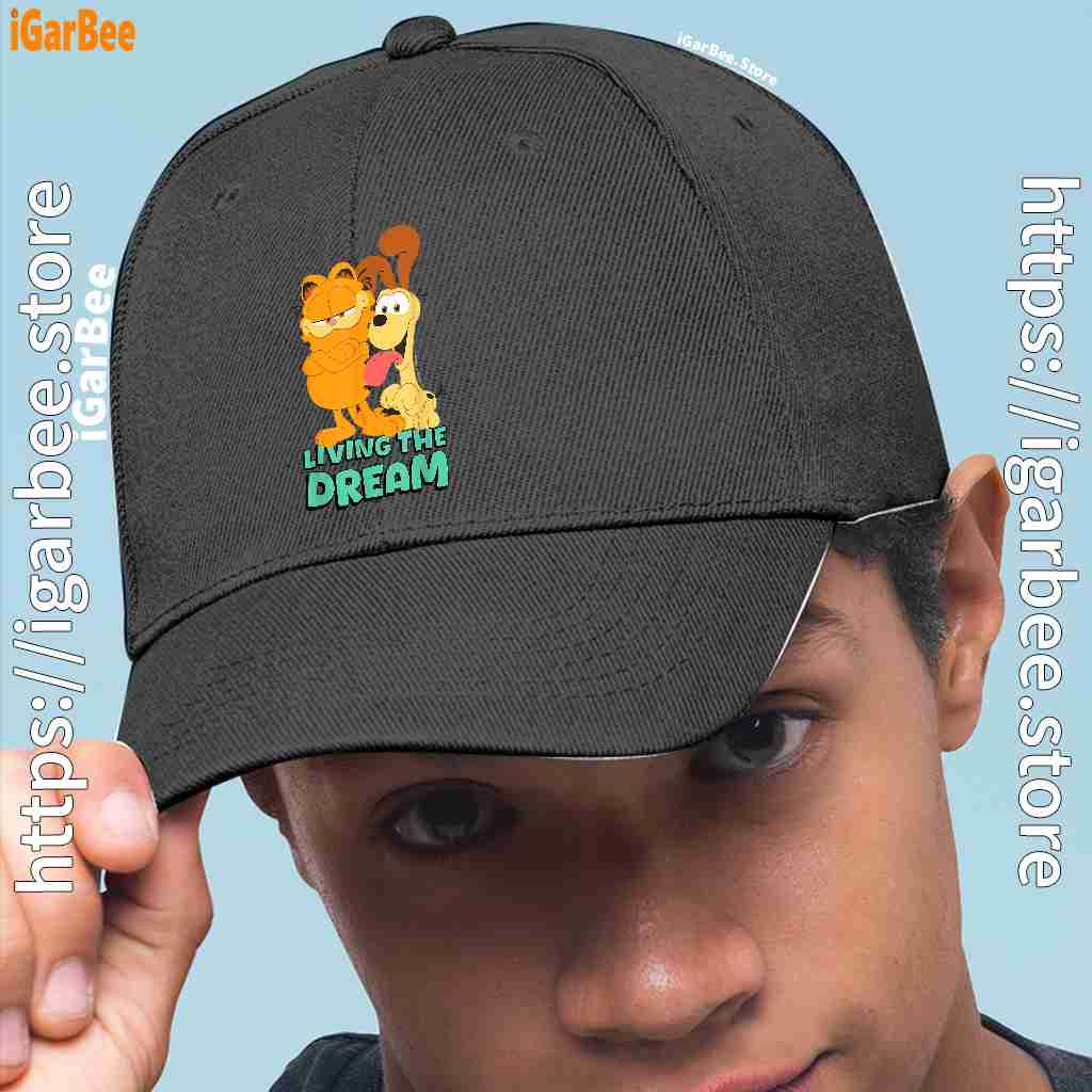 garfield and odie living the dream men black hat garfield and odie living the dream men black hat