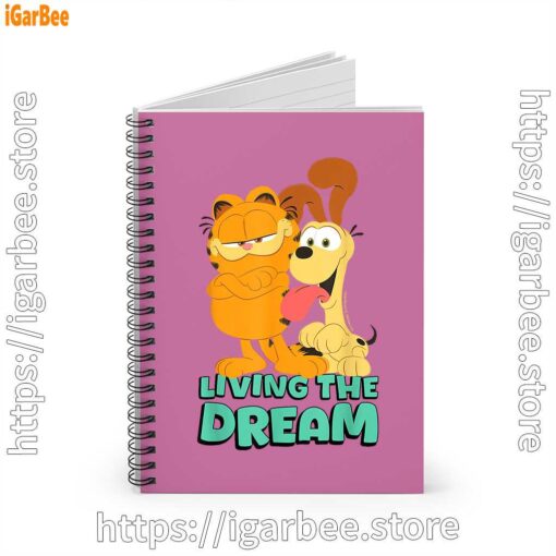 2 garfield and odie living the dream pink notebook
