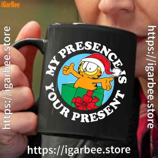 2 garfield christmas my presence is your present black coffee mug 11oz
