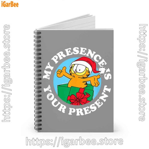 2 garfield christmas my presence is your present brown notebook