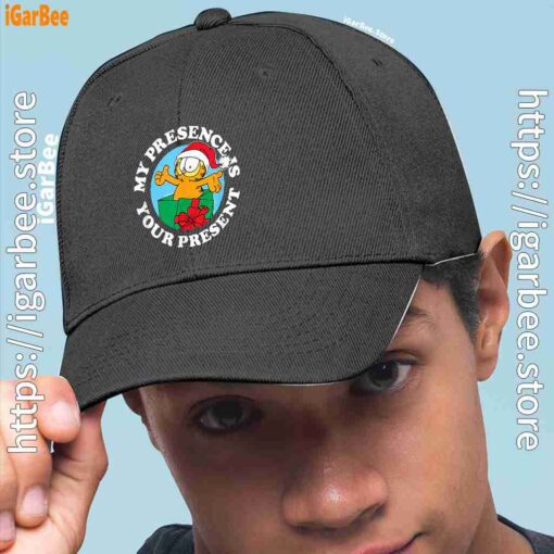 2 garfield christmas my presence is your present men black hat