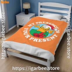 2 garfield christmas my presence is your present orange blanket