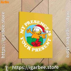 2 garfield christmas my presence is your present yellow canvas