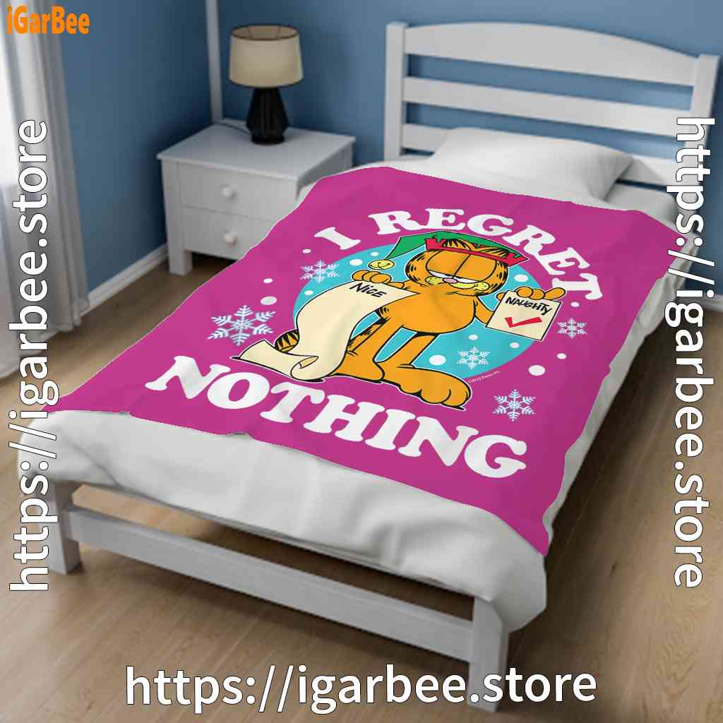 garfield christmas naughty list regret nothing pink blanket garfield christmas naughty list regret nothing pink blanket