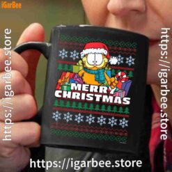 2 garfield christmas santa black coffee mug 11oz