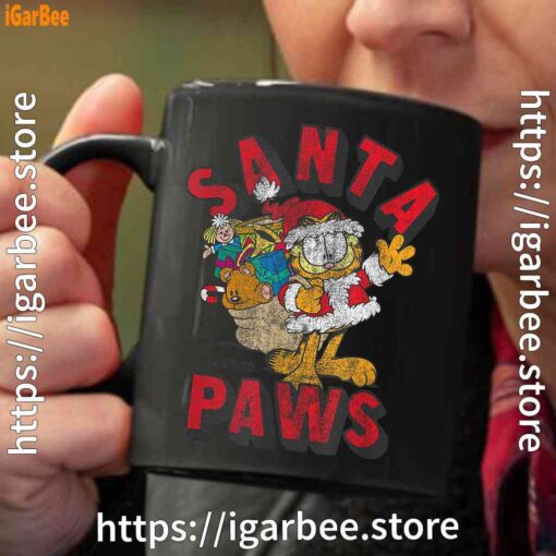 2 garfield christmas santa paws black coffee mug 11oz