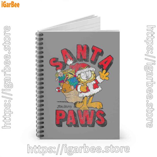 2 garfield christmas santa paws brown notebook