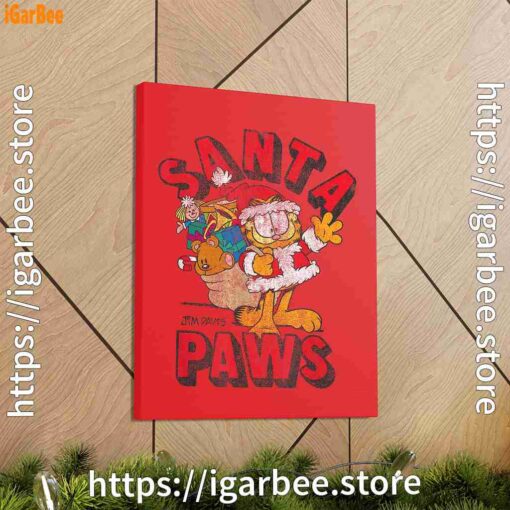 2 garfield christmas santa paws red canvas